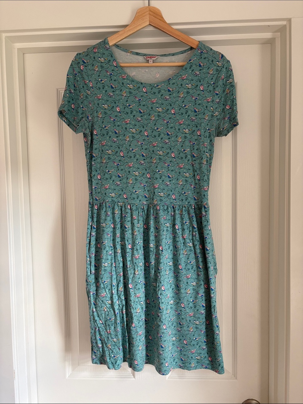 Cath Kidston Teal Bird Print Scoop Neck Dress